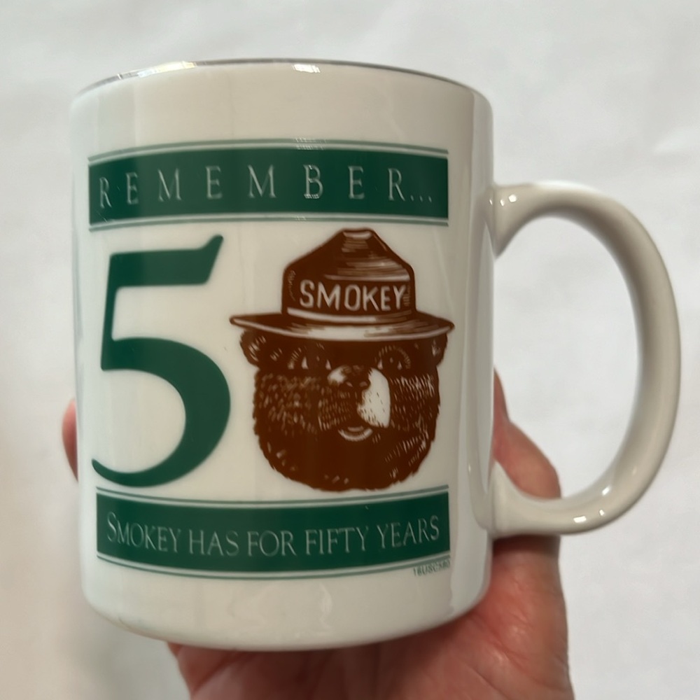 Set 3 NWT Smokey Bear Coffee MUGS Disappearing Color 50th Anniv FIRE His & Her🔥